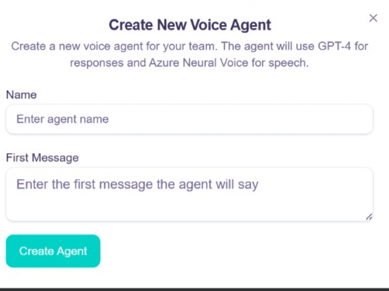 Agent builder interface showing configuration options